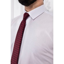 Paco Romano Erkek Slim Fit Dar Yaka Uzun Kol 6 Drop Beyaz Gömlek