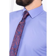 Paco Romano Erkek Slim Fit Dar Yaka Uzun Kol 6 Drop Lila Gömlek