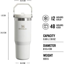 Stanley The Iceflow Flip Straw Pipetli Termos Bardak 0,89 Lt Beyaz