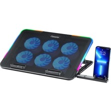 Classone Gaming M60 Laptop Soğutucu , Notebook Stand,10 Rgb Işık Kontrolü, 15.6 -17 Inch , Hız Kontrolü , 6 Büyük Fan ,telefon Standı, 2 USB