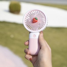 Elenxs El Mini Fan Şarj Edilebilir Öğrenci Çalışma Uyku Hava Fanları Koşu Yürüyüş Soğutma Cihazı Telefon Tutucu Ev Pembe (Yurt Dışından)