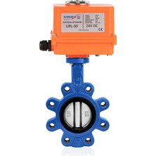 Unox DN40-11/2" Lug Tip 24 V Ac Elektrikli Aktüatörlü Kelebek Vana  Paslanmaz AISI304 Klape