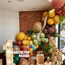 Balon Seti Koyu Yeşil-Yanık Turuncu-Zerdeçal-Okaliptus-Kahverengi 60 Lı Balon Zinciri Seti