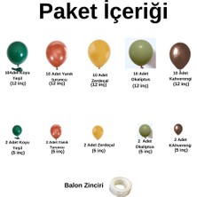 Balon Seti Koyu Yeşil-Yanık Turuncu-Zerdeçal-Okaliptus-Kahverengi 60 Lı Balon Zinciri Seti
