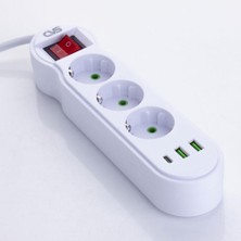 Cvs Dn 9276 5'li USB ve Type-C Girişli Uzatma Kablosu