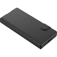 Appfube Galaxy Z Fold 6 Kılıf Suni Deri Tasarımlı Magnetik Tokalı ve Kartlıklı Zore Kıpta Zegna Kapak-Siyah