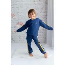 Unisex Şeritli Lacivert Eşofman Takım (5-14 Yaş)