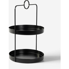 Rarart 2 Katlı Siyah Metal Organizer - Çok Amaçlı Düzenleyici - Luna Daire