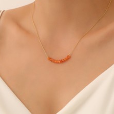 Nox Jewelry 925 Ayar Gümüş Doğal ve Değerli Güneş Taşı - CNS00563