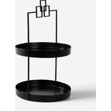 Rarart 2 Katlı Siyah Metal Organizer - Çok Amaçlı Düzenleyici - Luna Kare