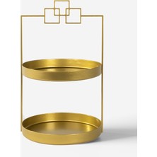 Rarart 2 Katlı Gold Metal Organizer - Çok Amaçlı Düzenleyici - Luna Kare