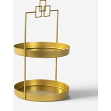 Rarart 2 Katlı Gold Metal Organizer - Çok Amaçlı Düzenleyici - Luna Kare