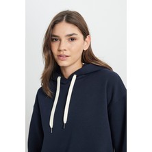Wrangler Regular Fit Normal Kesim Kapüşonlu İçi Polarlı Lacivert Sweatshirt