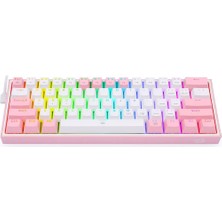 Redragon K617-RGB-WP Fızz Rgb Red Swıtch Kablolu Mekanık Q Klavye beyaz-Pembe