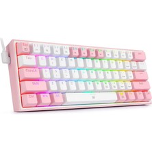 Redragon K617-RGB-WP Fızz Rgb Red Swıtch Kablolu Mekanık Q Klavye beyaz-Pembe