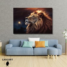 Gaagart Tekli Yatay Kanvas Duvar Tablosu Ay Işığı ve Aslan Portresi