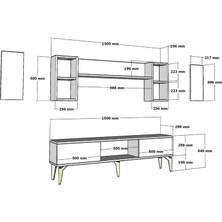 Demonte Decor Madera 150 cm Tv Ünitesi Takımı Antrasit-Altın