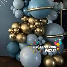 Balon Seti Krom Gold-Derin Okyanus-Fırtına Mavisi 60 Lı Balon Zinciri Seti