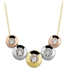 Ejoya 14 Ayar Altın Mozaik Çember Taşlı Kolye 84259