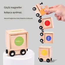 Content dolls Çocuk Ahşap Manyetik Tren Renk Şekli Sınıflandırması Erken Eğitim Bulmaca Geliştirme Bilişsel Renk Montessori (Yurt Dışından)