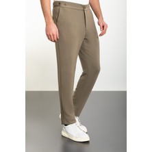 Düz Haki Slim Fit Kemerli Erkek Eşofman Altı