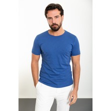MCR Düz Saks Slim Fit Bisiklet Yaka Erkek T-Shirt