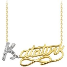 Ejoya 14 Ayar Altın Kemal Atatürk Imza Taşlı Kolye 84157