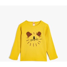 Koton 5Wmb10173Tk 165 Sarı Erkek Bebek Pamuk Jersey Sweatshirt 24 - 36 Ay Uzun Kol Tarzı Sevimli