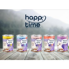 Happy Time Yetişkin Kediler Için Somon Parça Etli Konserve 6X400 gr