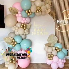 Balon Seti Krom Gold-Kış Yeşili-Makaron Pembe-Deniz Kumu 60 Lı Balon Zinciri Seti