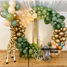 Balon Seti Krom Gold-Kış Yeşili-Okaliptus-Ten Rengi 100 Lü Balon Zinciri Seti