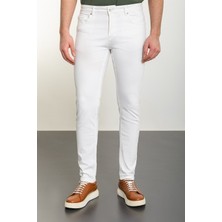 MCR Düz Beyaz Super Slim Fit Erkek Kot Pantolon