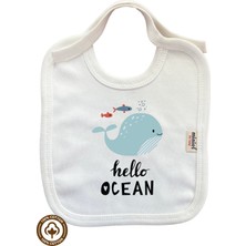 Miniel Bebek Yenidoğan Penye  Pamuklu Hello Ocean Baskılı 0-3 Ay Bebek Önlüğü 3'lü Set