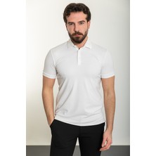 Düz Ekru Slim Fit Polo Yaka Erkek T-Shirt