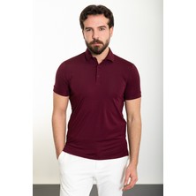 Düz Bordo Slim Fit Polo Yaka Erkek T-Shirt