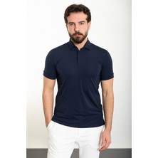 Düz Lacivert Slim Fit Polo Yaka Erkek T-Shirt