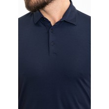 Düz Lacivert Slim Fit Polo Yaka Erkek T-Shirt