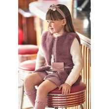 Suni Kürk Peluş Kız Çocuk Kemerli Yelek