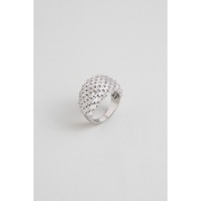 So CHIC Beyaz Baget Taşlı 18 Ayar Beyaz Altın Kaplama Gümüş Yüzük