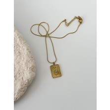 Ladies&Gentlemen 316L Çelik Zincir Gold Renk Zirkon Taşlı Göz Figür Tarot Kolye