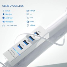 Qasul USB Hub Çoğaltıcı Adaptör 4in1 4 Port Girişli 2.0-3.0 Hız Pc Bilgisayar USB Çoklayıcı Üniversal