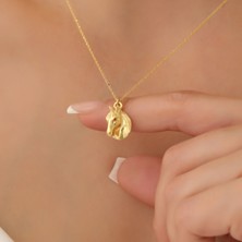 Nox Jewelry 14 Ayar Altın Mikron Kaplama Üç Boyutlu At Başı Figürlü Minimal Gümüş Kolye - CN00355