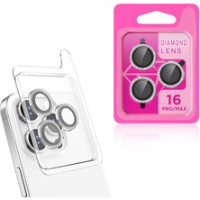 Kupa iPhone 16 Pro Max Kamera Koruma Taşlı Lens Koruyucu Temperli Cam Koruma