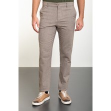 MCR Desenli Kahverengi Slim Fit Klasik Erkek Pantolon