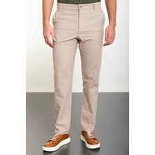 MCR Desenli Bej Slim Fit Klasik Erkek Pantolon
