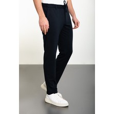 MCR Düz Lacivert Super Slim Fit Beli Lastikli İpli Erkek Pantolon