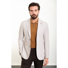 Kırçıllı Bej Slim Fit Torba Cep Mono Yaka Erkek Ceket