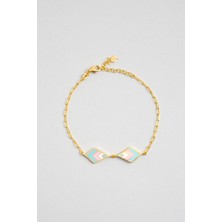 So CHIC Bahar Renkleri  18 Ayar Sarı Altın Kaplama 19 Cm Gümüş Minimal Bileklik