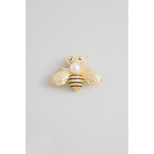 So CHIC Kraliçe Arı 18 Ayar Sarı Altın Kaplama Gümüş Broş