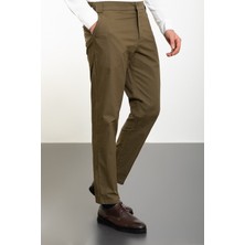 MCR Düz Haki Super Slim Fit Beli Lastikli Erkek Pantolon